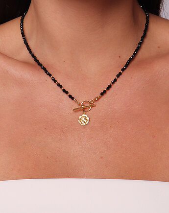 Naszyjnik kamień czarny agat toggle z zawieszką, Bring Biżuteria