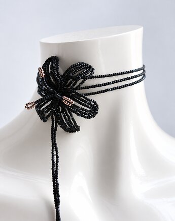 Czarna lilia - naszyjnik choker, Hibiscus