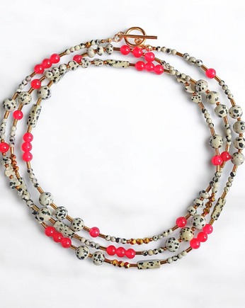 UNIKATOWY sznur kamieni 120cm : naszyjnik : jaspis i poziomka, kaktusia