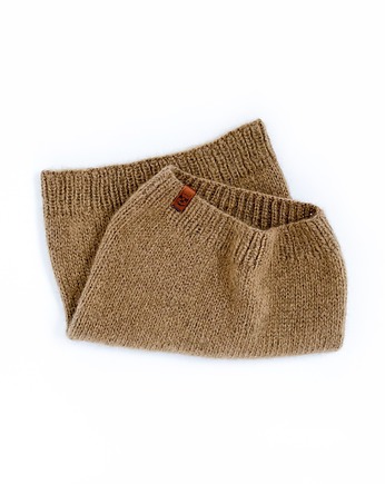 Elegancki camelowy szalik typu komin z wełny alpaki, Holy Alpaca Knit