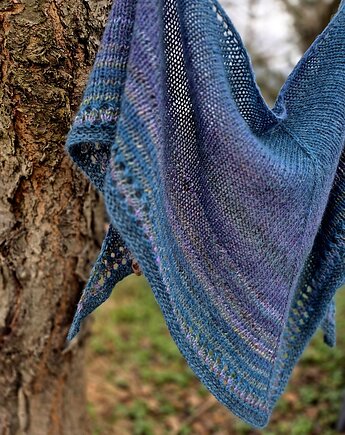 Ocean / chusta z jedwabiem, agat handmade