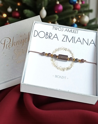 Amulet - DOBRA ZMIANA - świąteczne pudełko - BRONZYT, kaktusia