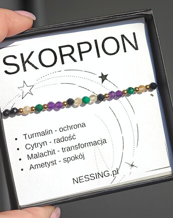 SKORPION bransoletka zodiakalna na gumce, NESSING handmade