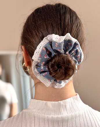 Scrunchie/frotka Haft angielski, wu handmade