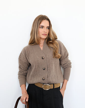 Kardigan ażurowy Faye taupe, Lucky HandMade