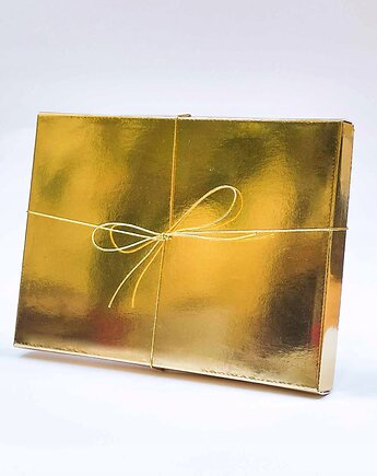 Złote Pudełko na pieniądze i kartkę, Ślub Chrzest, 12x17cm, KOPERTA, Grafka Studio