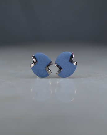 Kolczyki ceramiczne błękitne zdobione platyną #030, OSOBY - Prezent dla dwojga