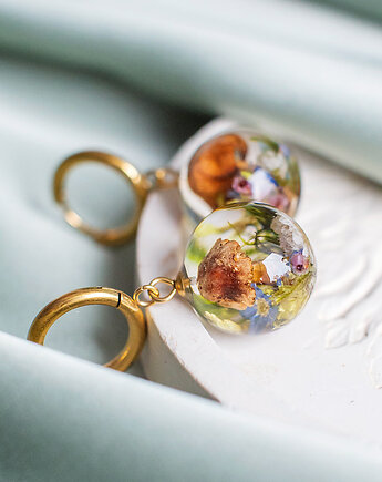 Kolczyki z leśną kompozycją, nature gift