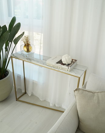 RUTH - Konsola z marmurowym blatem, wąska konsola, toaletka, Papierowka Simple form of furniture