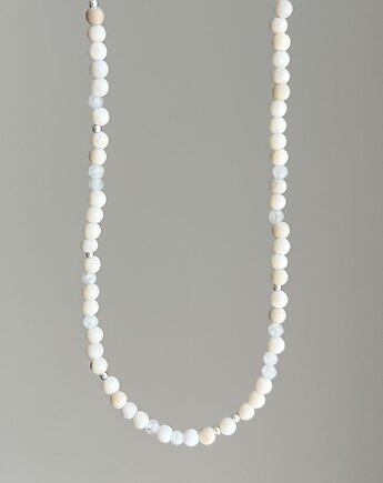 Naszyjnik MATOWY KAMIEŃ RZECZNY kamienie naturalne, ATdiament