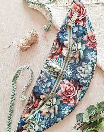 Duża nerka damska GIGA Succulent Set - wodoodporna, handmade, BOHOMAZY