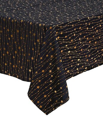 Obrus świąteczny, aksamitny, czarny w gwiazdki, 140x360 cm, MIA home