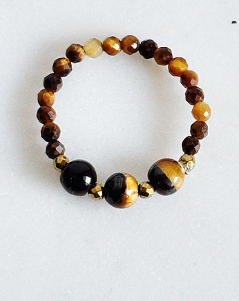 Pierścionek elastyczny Tygrysie Oko, Chmolowska Jewellery