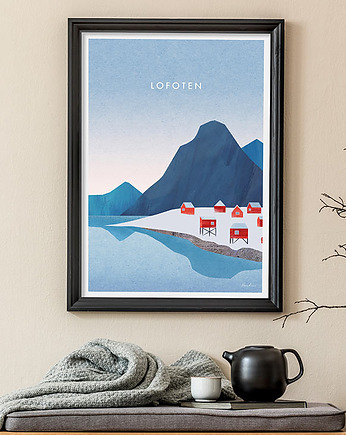 Lofoty - miasteczko pod śniegiem - plakat 50x70 cm, minimalmill