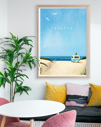 Plakat Bałtyk - kamper nad morzem, minimalmill
