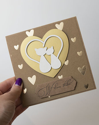 Kartka ślubna dla kociarzy miłośników kotów, Papiernik