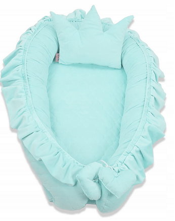 Kokon Niemowlęcy z falbanką Velvet - Mint KING, Baby Love Decor