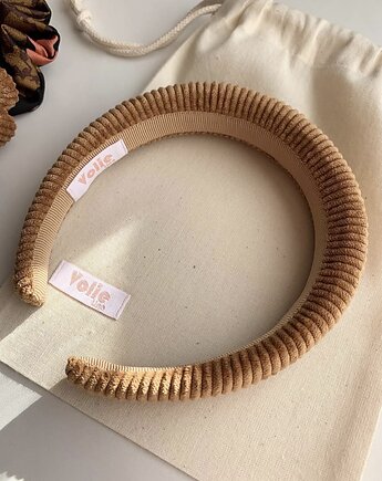 Sztruksowa brązowa opaska na gąbce Hazelnut, Volie Line