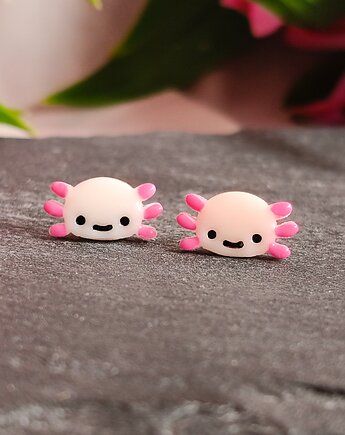 Kolczyki z aksolotlem, urocza kolorowa biżuteria kawaii ze zwierzęciem, Dary Rusałki