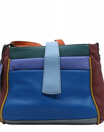 Torebka damska klasyczna skórzana pojemna kieszenie kolorowa pasek OLIVKA, Olivka Warsaw