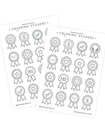 Naklejki do Kolorowania Odznaki Medale Nagrody 1 Arkusz