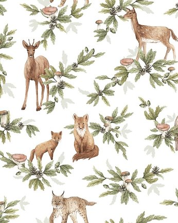 Tapeta Forest Animals biel 53cmx10m PZ, Bajkowe Wnetrza
