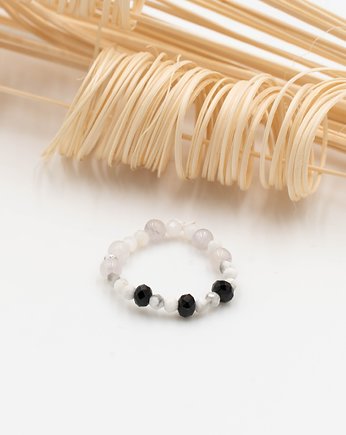 Pierścionek elastyczny - spinel, magnezyt, awenturyn, wu handmade