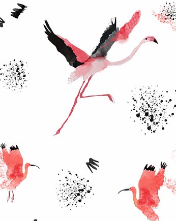 Tapeta dla dzieci Flamingi ( Crimson Birds ), HUMPTY DUMPTY ROOM DECORATION