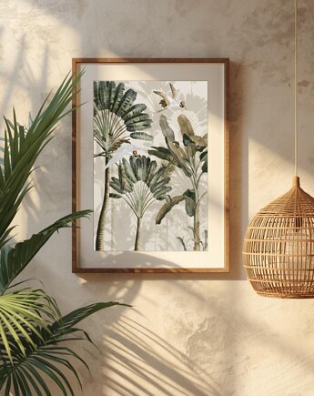 PLAKAT botaniczny,  tropikalne ilustracja, Zielona grafika, black dot studio