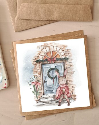 Kartka Okolicznościowa Christmas Bunny Door, Pookys world