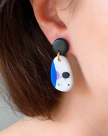 Kolczyki handmade inspirowane sztuką, fioletowo kobaltowa biżuteria, Dary Rusałki