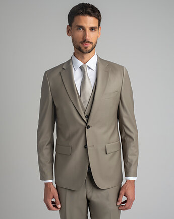 Marynarka do zestawu brione greige slim fit, BORGIO