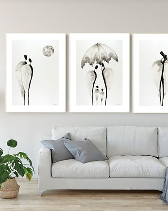 Zestaw 3 obrazów  malowanych ręcznie 50 x 70 cm, MiniMalArt
