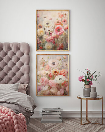 Zestaw plakatów - Pastelowe kwiaty (set160), raspberryEM