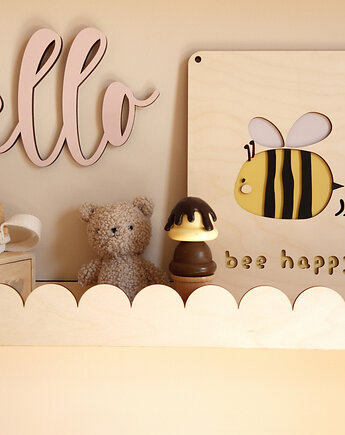 Drewniany plakat dla Dzieci Pszczółka Bee Happy, Pastel STUFF