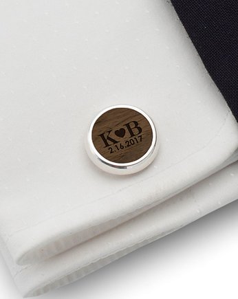 Spinki do mankietów z grawerem na Orzechu   LOVE, ZaNa Design