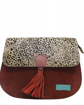 Torebka damska klasyczna na ramię skórzana zamszowa klapka wzór eko OLIVKA, Olivka Warsaw