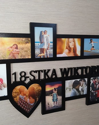 Multirama ramka na zdjęcia 18-stka imię mdf 11 zdj serca, Wajdrew