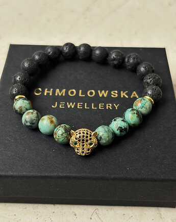 Bransoletka męska Turkus Afrykański Tygrys, Chmolowska Jewellery