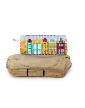 Bransoletka tkana z koralików - kamieniczki za dnia, Tauriel Design