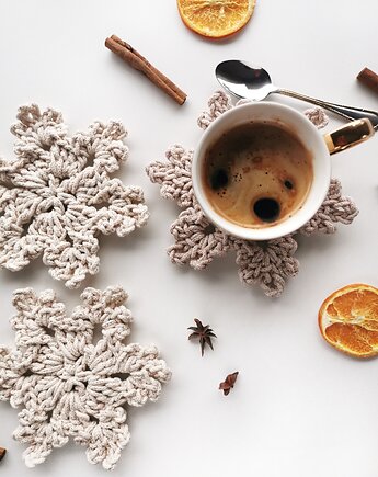 Gwiazdki śnieżynki beżowe 4szt, Lana Design