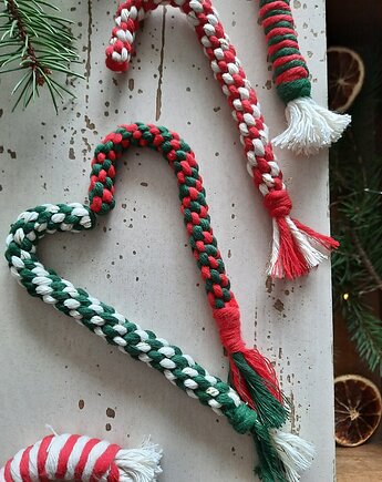 Ozdoba na choinkę laska a'la cukrowa makrama różne warianty, Zamotana z pasją