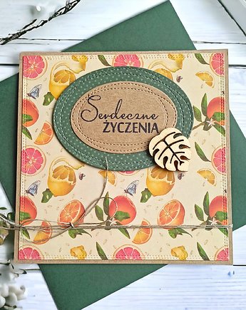 Serdeczne życzenia : cytrusy vintage: monstera, kaktusia