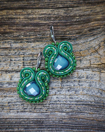 Zielone  kolczyki soutache, Mró Soutache