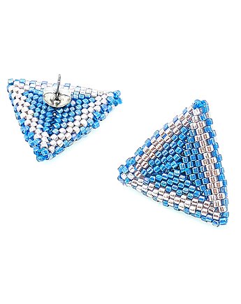Kolczyki Trójkątne Sztyfty "Cynamonowy Zmierzch", Bead Wonderful
