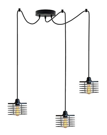 Czarna lampa wisząca pająk loft GALO LOFT L3 druciane klosze, lampy loftowe LYSNE LOFT