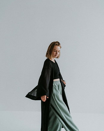 Kimono długie Powiew, czarne, OSOBY - Prezent dla babci