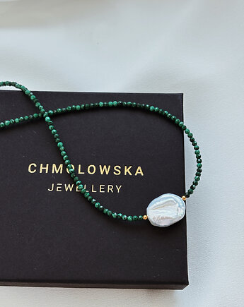 Naszyjnik Malachit z perłą, Chmolowska Jewellery