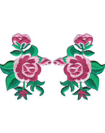 Naszywki termoprzylepne symetryczne Róże zestaw 7x10cm, Wyszywane