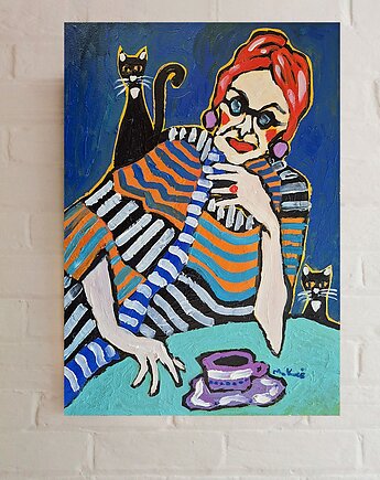 Obraz do salonu portret pasiaste myśli, alice oil on canvas